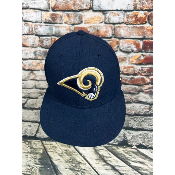 New Era NFL Los Angeles Rams Navy Blue 59FIFTY Fitted Hat Size 7 1/4 - Picture 1 of 5